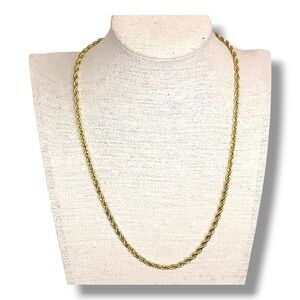 Vintage American Showcase Yellow Gone Tone Rope Style Chain Necklace Korea